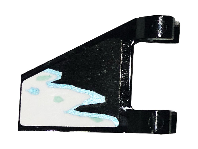 Lego Flag 2 x 2 Trapezoid with Flat Edge with White, Metallic Light Blue, and Light Aqua Ice Pattern 1 (Sticker) - Set 70678 / Black