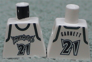 Lego Torso NBA Minnesota Timberwolves #21 (White Jersey) Pattern / White