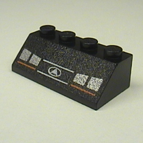Lego Brick Sloped 45° 2 x 4 with Headlights 2 Print / Black