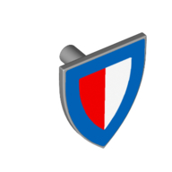 Lego Shield Triangular with Red/Gray Halves and Blue Border Print