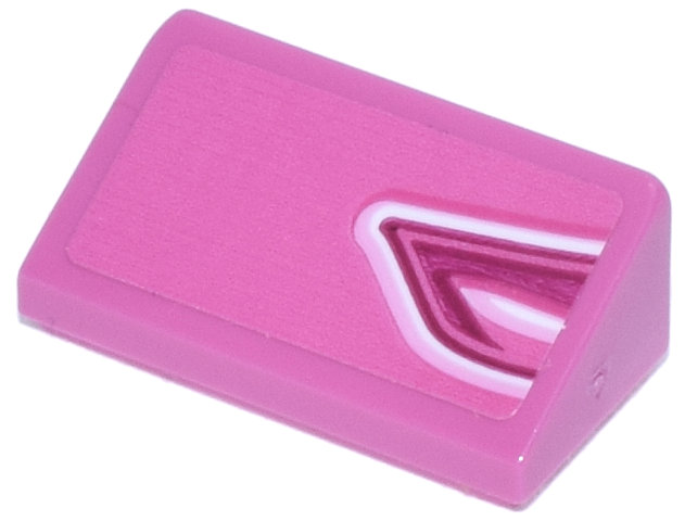 Lego Slope 30 1 x 2 x 2/3 with White, Magenta and Bright Pink Wavy Lines Pointed Pattern Model Right Side (Sticker) - Set 77241
