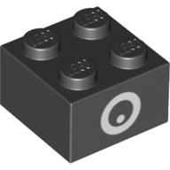 Lego Brick 2 x 2 with Eye Print (Chain Chomp) / Black