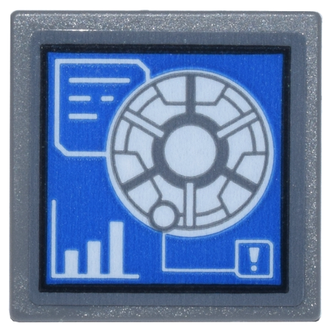 Lego Road Sign 2 x 2 Square with Open O Clip with Digital Display White Arc Reactor on Blue Background Pattern (Sticker) - Set 76269