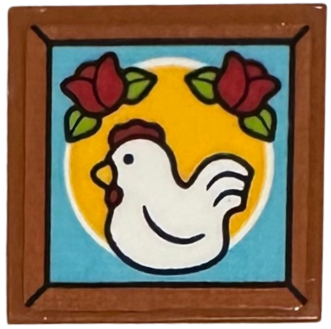 Lego Tile 2 x 2 with Picture of White Chicken and Red Roses Pattern (Sticker) - Set 41735