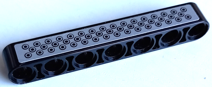 Lego Technic, Liftarm Thick 1 x 7 with Black and Silver Tread Plate with Circles Pattern (Sticker) - Set 42106
