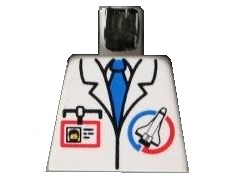Lego Torso Launch Command Logo, Blue Tie and ID Badge Pattern / White