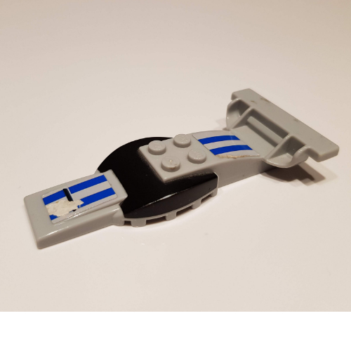 Lego Vehicle Body, Top Fast Food Racer 4 x 10 with Curved Black Windshield and Rear Spoiler / Light Bluish Gray