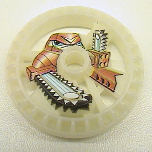 Lego Technic Disc 5 x 5 Notched, Chain-Saw Print / Glow In Dark Opaque