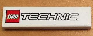 Lego Tile 1 x 4 with LEGO TECHNIC Logo Pattern (Sticker) - Set 8071 / White