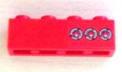 Lego Brick 1 x 4 with 3 Taillights Pattern Model Right Side (Sticker) - Set 8486 / Red
