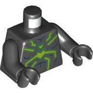 Lego Torso Jumpsuit with Large Lime Spider Print, Black Arms and Hands / Black