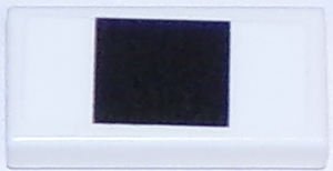 Lego Tile 1 x 2 with Thick Black Stripe on White Background Pattern (Sticker) - Set 75874 / White