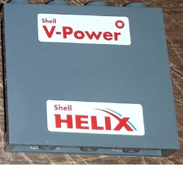 Lego Panel 1 x 4 x 3 with Side Supports - Hollow Studs with Red 'Shell V-Power' and 'Shell HELIX' Pattern (Stickers) - Set 30196