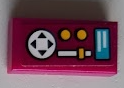 Lego Tile 1 x 2 with Medium Azure Display, Yellow Buttons and Slider, and White Directional Pad Game Controller Pattern (Sticker) - Set 41352