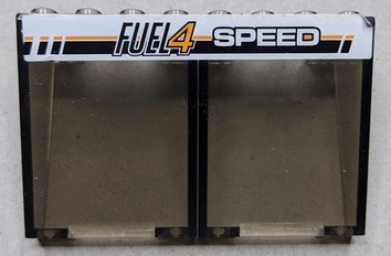 Lego Stickered Assembly 8 x 3 x 4  with 'FUEL4 SPEED' on Black and Orange Stripes Pattern (Sticker) - Set 8135