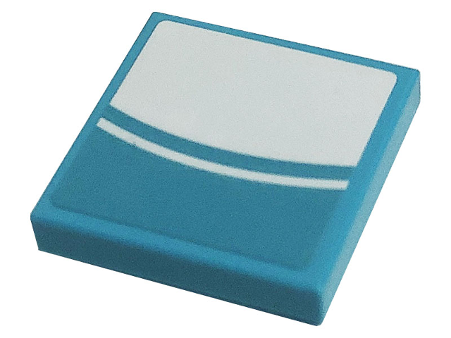 Lego Tile 2 x 2 with White Line and Curved Rectangle on Medium Azure Background Pattern (Sticker) - Set 41443