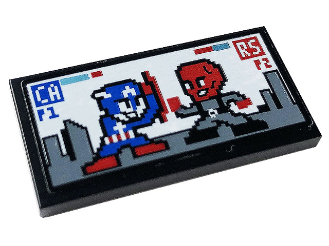 Lego Tile 2 x 4 with Red Skull, Captain America, 'CA', 'RS', 'P1' and 'P2' Pattern (Sticker) - Set 76166