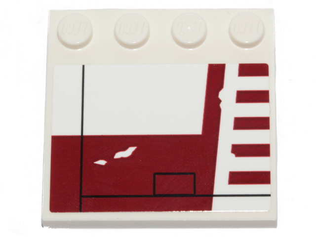 Lego Tile, Modified 4 x 4 with Studs on Edge with Dark Red Stripes (X-wing Red Five Luke Skywalker Signs) Pattern Model Left Side (Sticker) - Set 75301