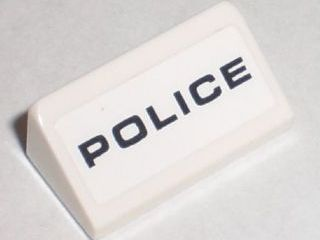 Lego Slope 30 1 x 2 x 2/3 with Black 'POLICE' Pattern (Sticker) - Set 8211