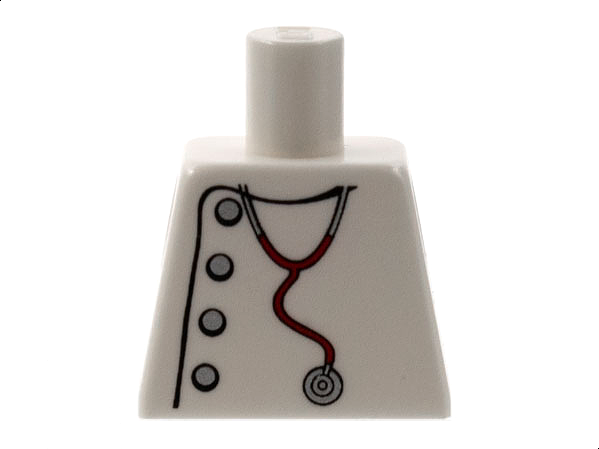 Lego Torso Studios Lab Coat, Silver Buttons, Stethoscope Pattern (Mad Scientist) / White