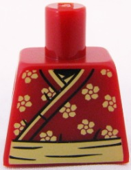 Lego Torso Wrapped Samurai Robe with Flowers Pattern / Dark Red