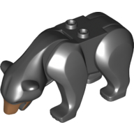 Lego Animal, Bear with 2 Studs on Back and Medium Nougat Muzzle Print / Black