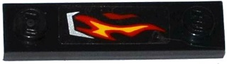 Lego Plate, Modified 1 x 4 with 2 Studs without Groove with Silver Vent and Red and Yellow Flame on Transparent Background Pattern Model Left Side (Sticker) - Set 70222