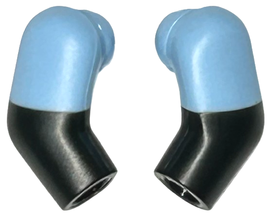 Lego Arm, (Matching Left and Right) Pair with Molded Bright Light Blue Short Sleeves  Pattern / Black