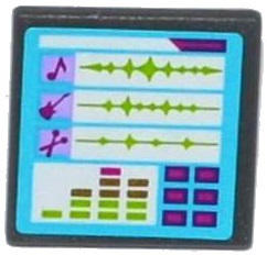 Lego Road Sign 2 x 2 Square with Open O Clip with Music Editing Computer Screen Pattern (Sticker) - Set 41103