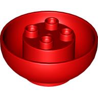 Lego Duplo Brick Round 4 x 4 x 1 1/2, Curved Bottom / Red