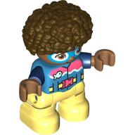 Lego Duplo Figure Child, Afro Dark Brown, Bright Light Yellow Legs, Wetsuit and Goggles Print