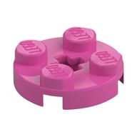 Lego Plate Round 2 x 2 with Axle Hole Type 1 (+ Opening) / Medium Dark Pink