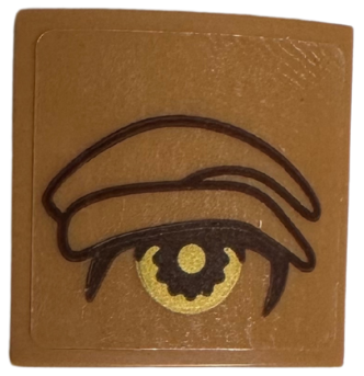 Lego Slope, Curved 2 x 2 x 2/3 with Gold Eye and Reddish Brown Eyebrow Outline Pattern Model Right Side (Sticker) - Set 75684 / Medium Nougat