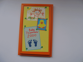 Lego Scala Wall, Panel 6 x 10 with 'Baby Thomas 2000' and Drawings Pattern (Sticker) - Set 3152 / Orange