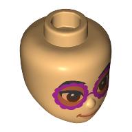 Lego Minidoll Head, Dark Purple Sunglasses / Warm Tan