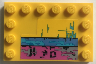 Lego Tile, Modified 4 x 6 with Studs on Edges with Worn Paint Blue and Pink Pattern (Sticker) - Set 75157