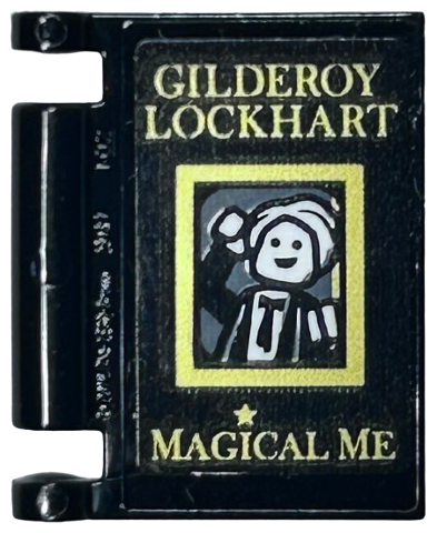 Lego Minifigure, Utensil Book Cover with Gold 'GILDEROY LOCKHART' and 'MAGICAL ME', Minifigure in Frame Pattern (Sticker) - Set 75978 / Black
