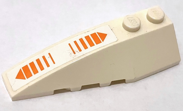 Lego Wedge 6 x 2 Left with Orange Double Arrow Pattern (Sticker) - Set 7649