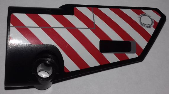 Lego Technic, Panel Fairing # 4 Small Smooth Long, Side B with Red and White Danger Stripes Pattern (Sticker) - Set 9395
