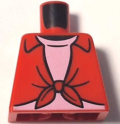 Lego Torso Knotted Shirt over Bright Pink Undershirt Pattern / Red
