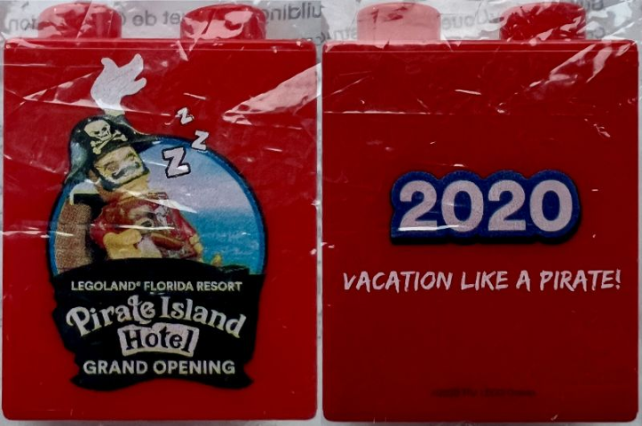 Lego Duplo, Brick 1 x 2 x 2 with LEGOLAND Florida Resort Pirate Island Hotel Grand Opening 2020 Pattern