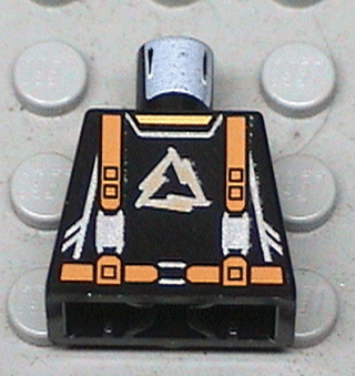 Lego Torso Alpha Team Arctic Logo, Black Shirt and Orange Straps Pattern