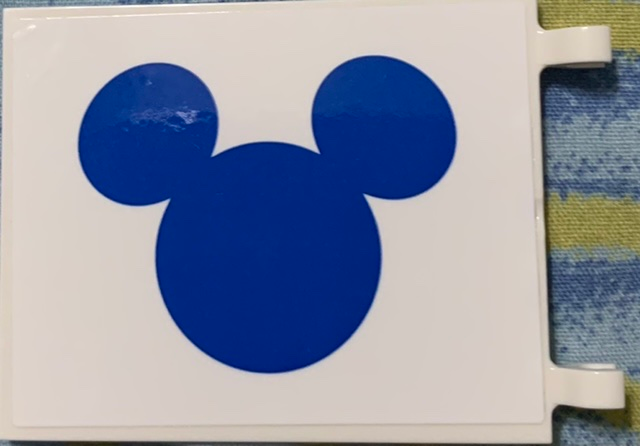 Lego Flag 6 x 5 with Blue Mickey Mouse Head Silhouette Pattern on Both Sides (Stickers) - Set 71044