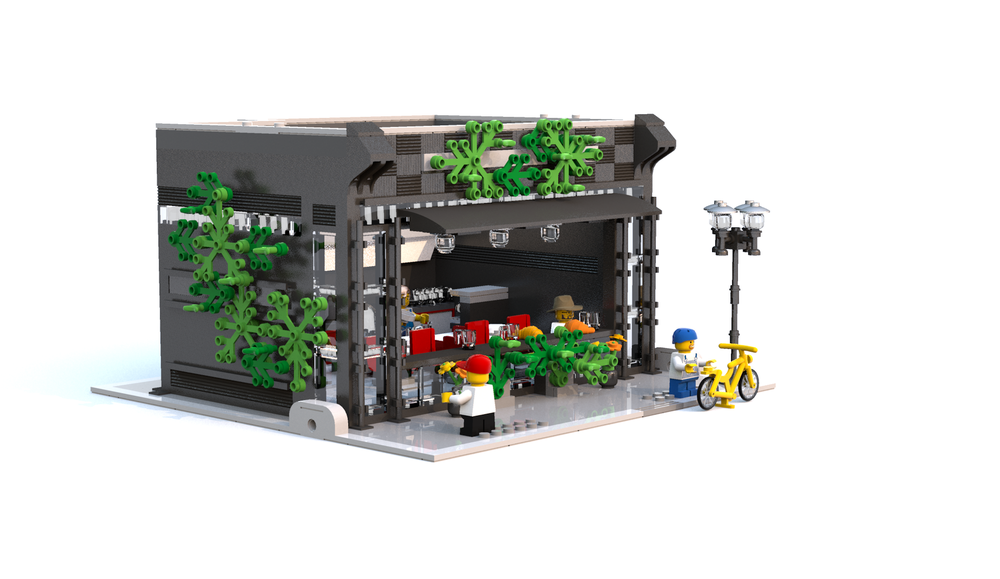 Lego Tenement house with a Cafe - ground floor