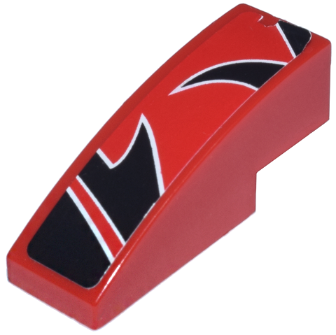 Lego Slope, Curved 3 x 1 with Black Togokahn Pattern, Model Back, Middle Right (Sticker) - Set 8159