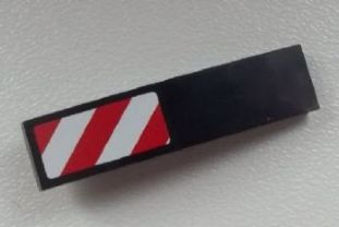 Lego Slope, Curved 4 x 1 with Large Red and White Danger Stripes Pattern (Large Red Corners) Model Left Side (Sticker) - Set 60026