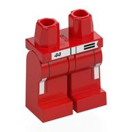 Lego Hips and Red Legs with Racing Suit, White Belt, Black '44' Print / Red