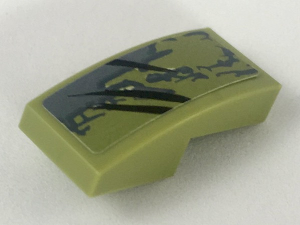 Lego Slope, Curved 2 x 1 x 2/3 with Dark Bluish Gray Scrape, Black Claw Marks Pattern Model Right Side (Sticker) - Set 70653