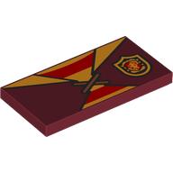 Lego Tile 2 x 4 with Dark Red Tunic, Yellow/Red Striped Shirt Print