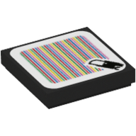 Lego Tile 2 x 2 with Crowber and Barcode Print (Sticker) / Black
